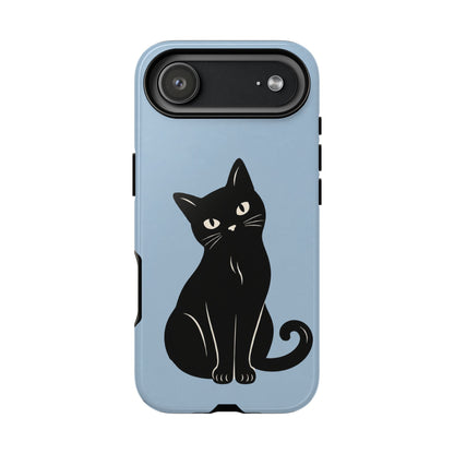 Minimalist Powder Blue & Black Cat Phone Case