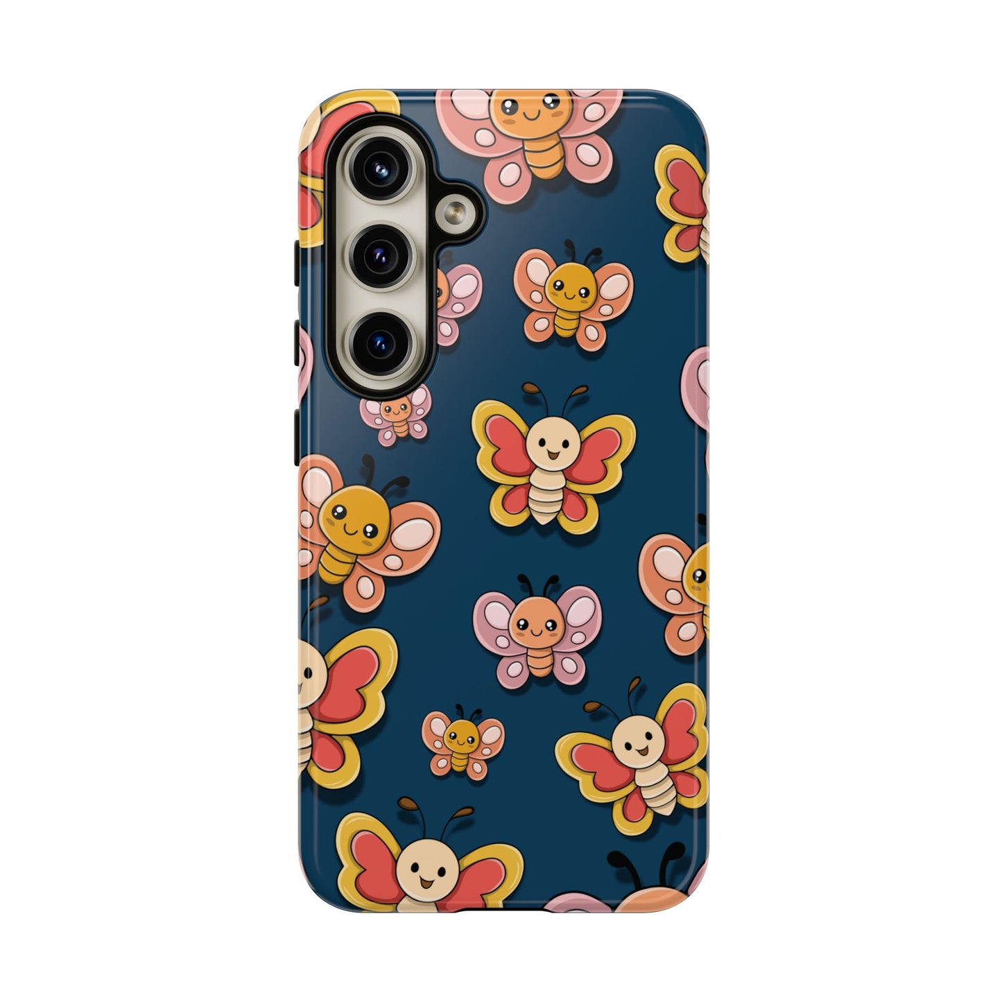 Dark Blue Butterfly Sticker Design Phone Case - Blue Phone Case - Samsung Galaxy S24 / Glossy