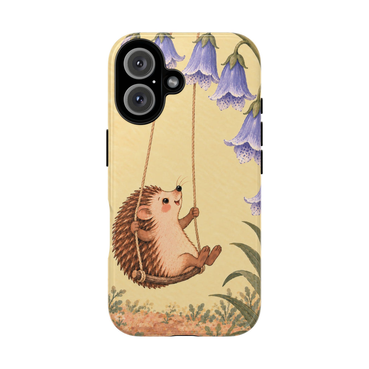 Whimsical Buttercream Hedgehog and Bluebell Phone Case - Yellow Phone Case - iPhone 16 / Glossy