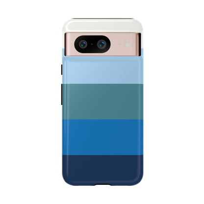 Blue and White Stripe Pattern Phone Case - Blue Phone Case - Google Pixel 8 / Glossy