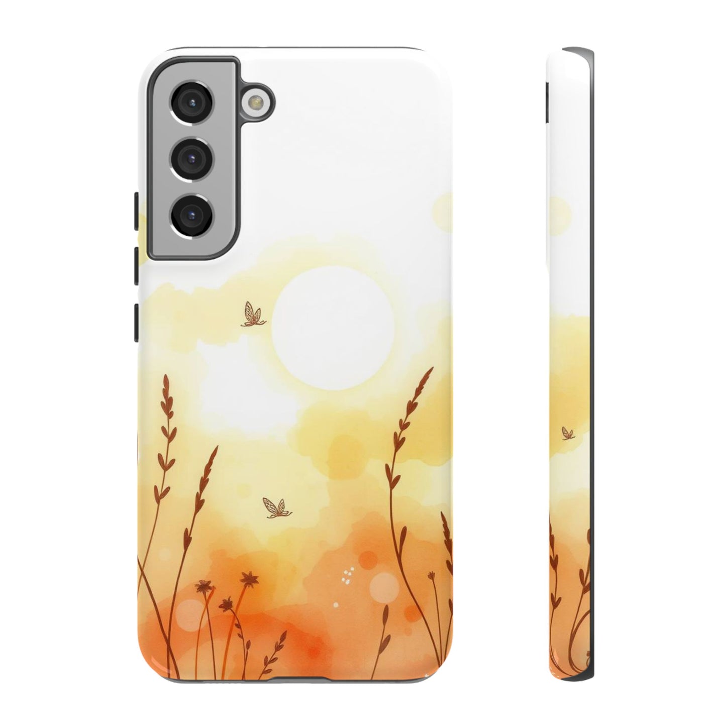 Samsung Galaxy S22 Plus / Glossy Phone Case - Boho Chic Watercolour Wildflower Pattern Phone Case