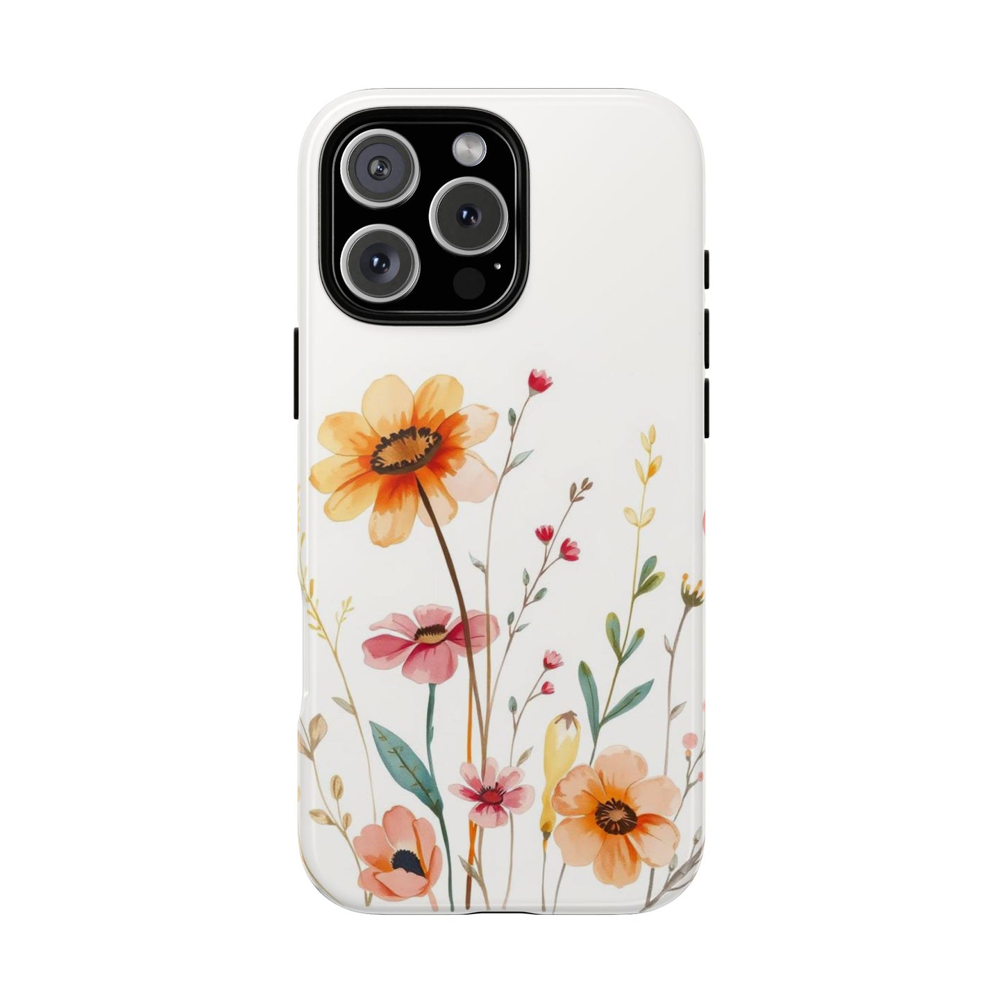 iPhone 16 Pro Max / Glossy Phone Case - Boho Chic Watercolour Wild Blooms Pattern Phone Case