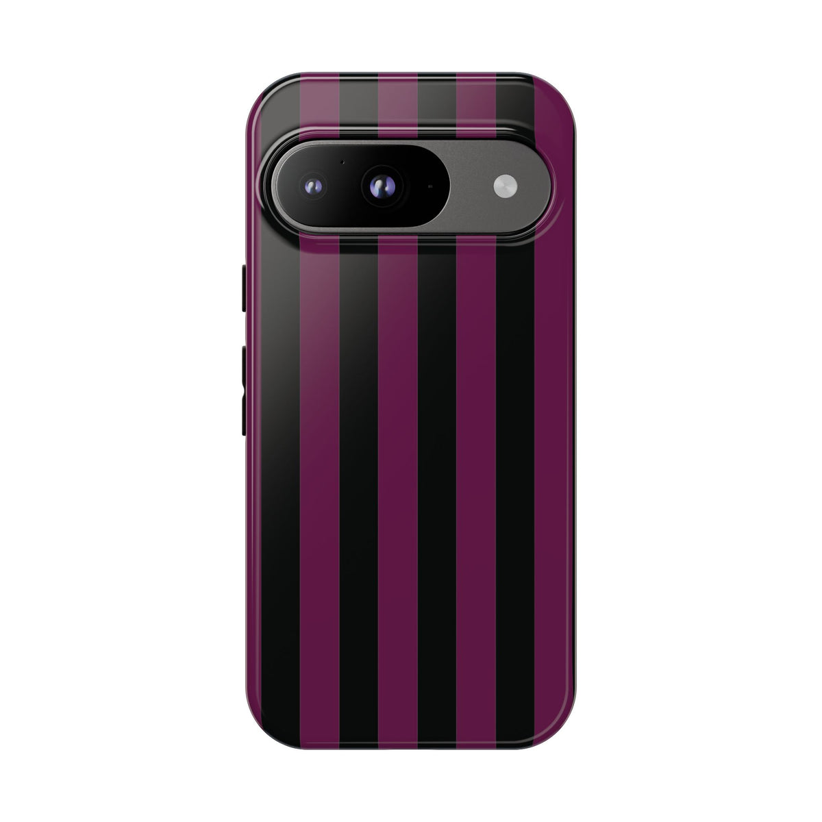 Trendy Plum & Black Stripe Pattern Phone Case - Purple Phone Case - Google Pixel 9 / Glossy