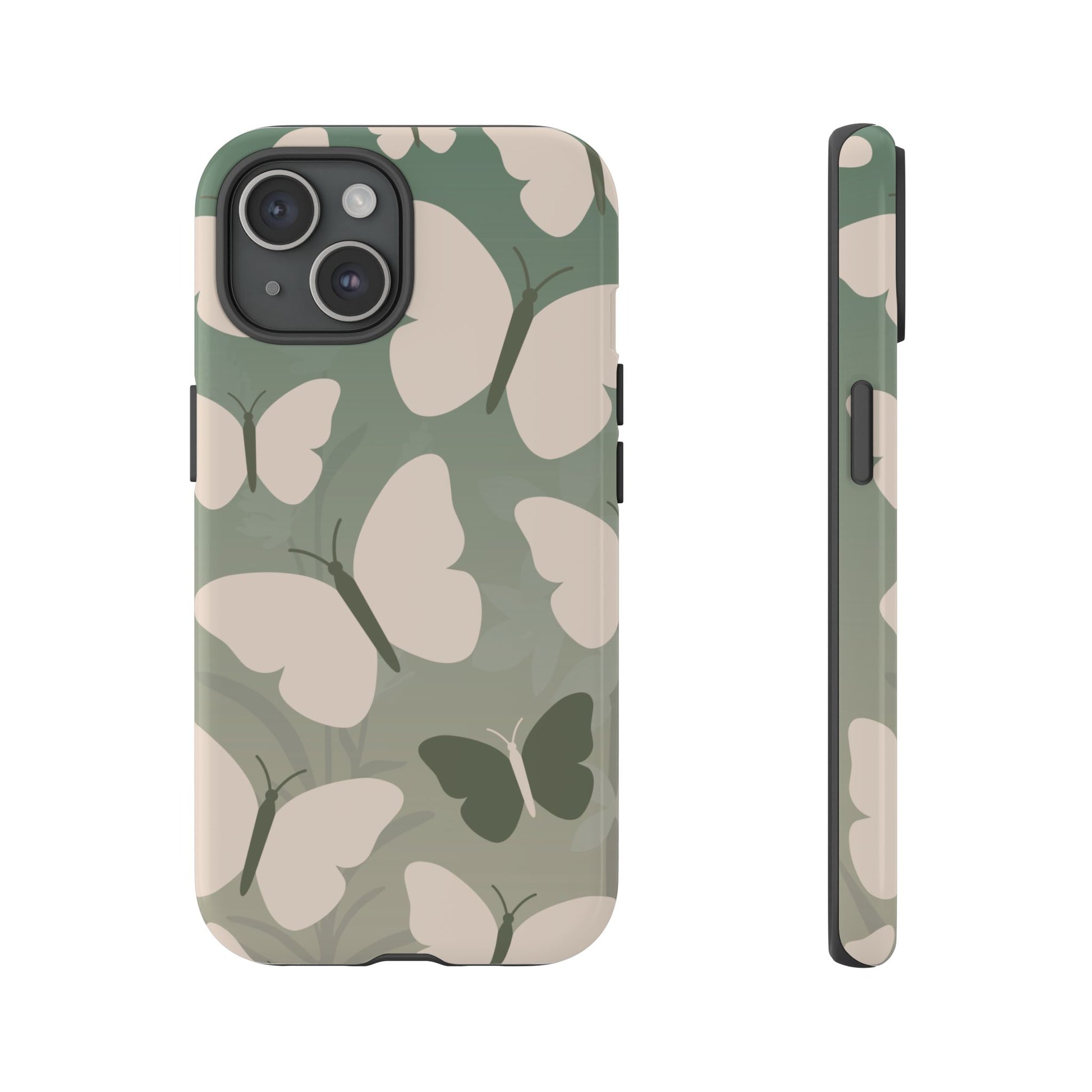 Minimalist Light Green Butterfly Pattern Phone Case - Green Phone Case - iPhone 15 / Glossy