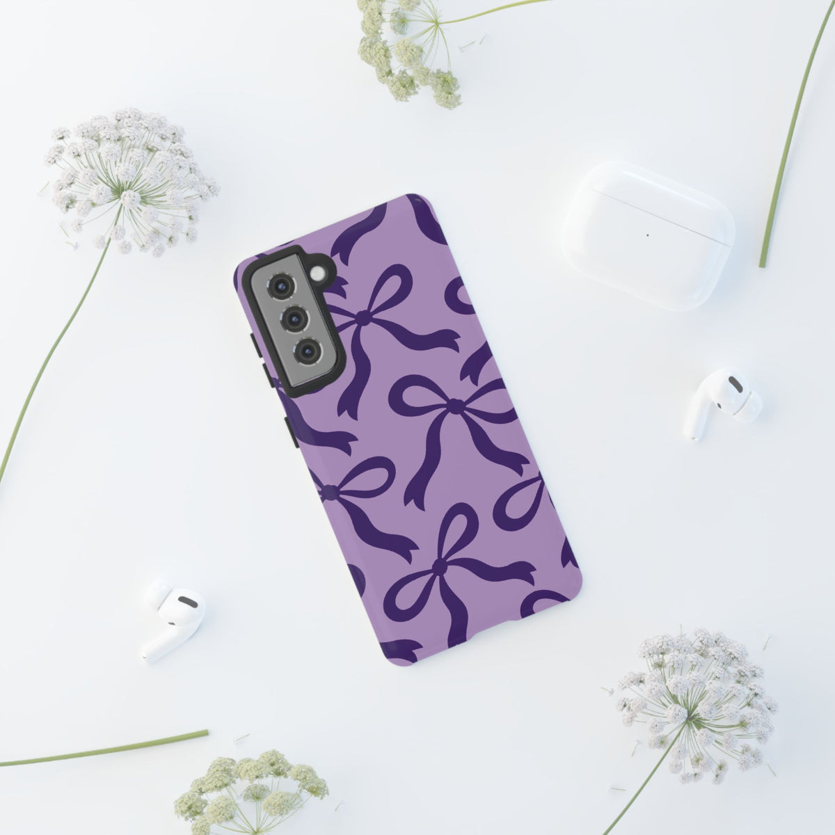 Bold Lilac and Deep Purple Bow Pattern Phone Case - Purple Phone Case