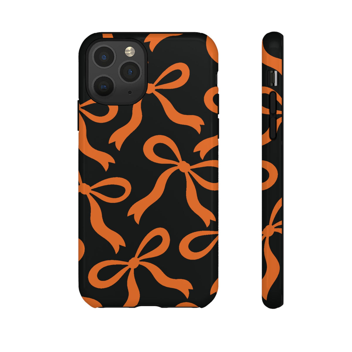 Bold Black and Burnt Orange Bow Pattern Phone Case - Black Phone Case - iPhone 11 Pro / Glossy