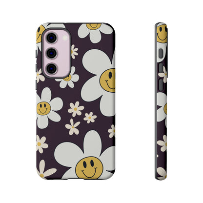 Phone Case - Fun Retro Daisy Pattern with Purple Background Phone Case