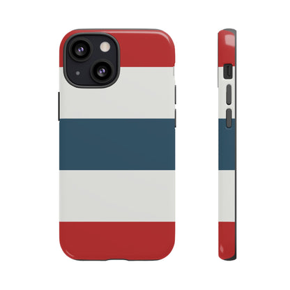 iPhone 13 Mini / Glossy Phone Case - Red White & Blue Horizontal Stripe Pattern Phone Case