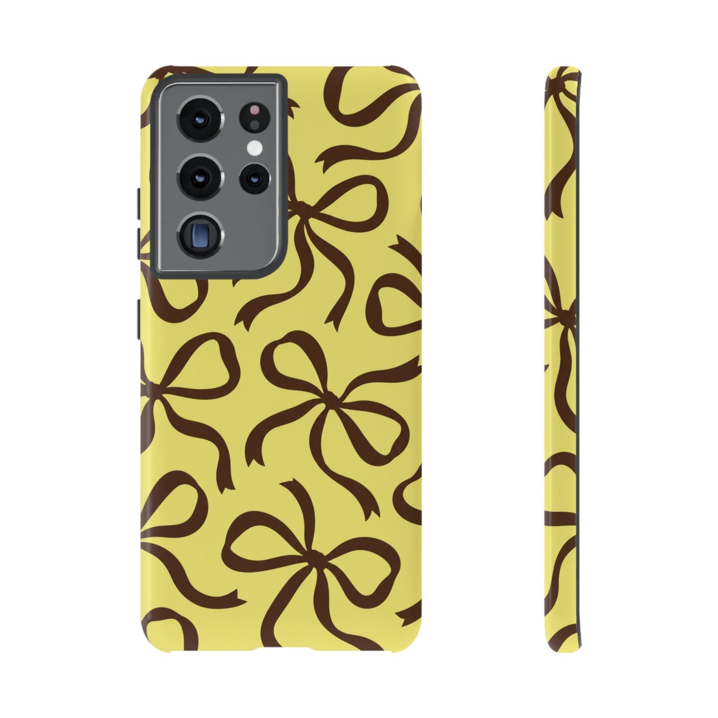 Bold Butter Yellow and Chocolate Brown Bow Pattern Phone Case