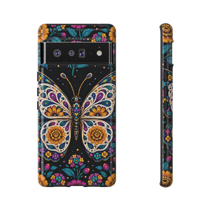 Vibrant Purple and Teal Calavera Butterfly Phone Case - Multicolor Phone Case - Google Pixel 6 Pro / Glossy