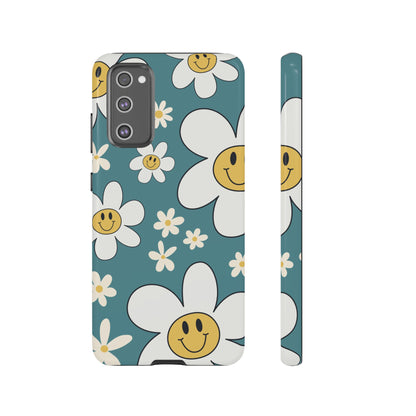 Fun Retro Daisy Pattern with Light Blue Background Phone Case - Blue Phone Case - Samsung Galaxy S20 FE / Glossy
