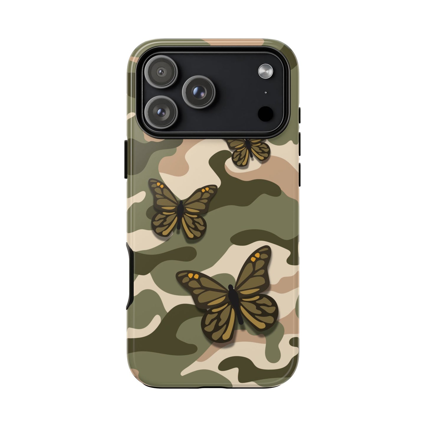 iPhone 17 Pro Max / Glossy Phone Case - Green Butterfly Camo Phone Case