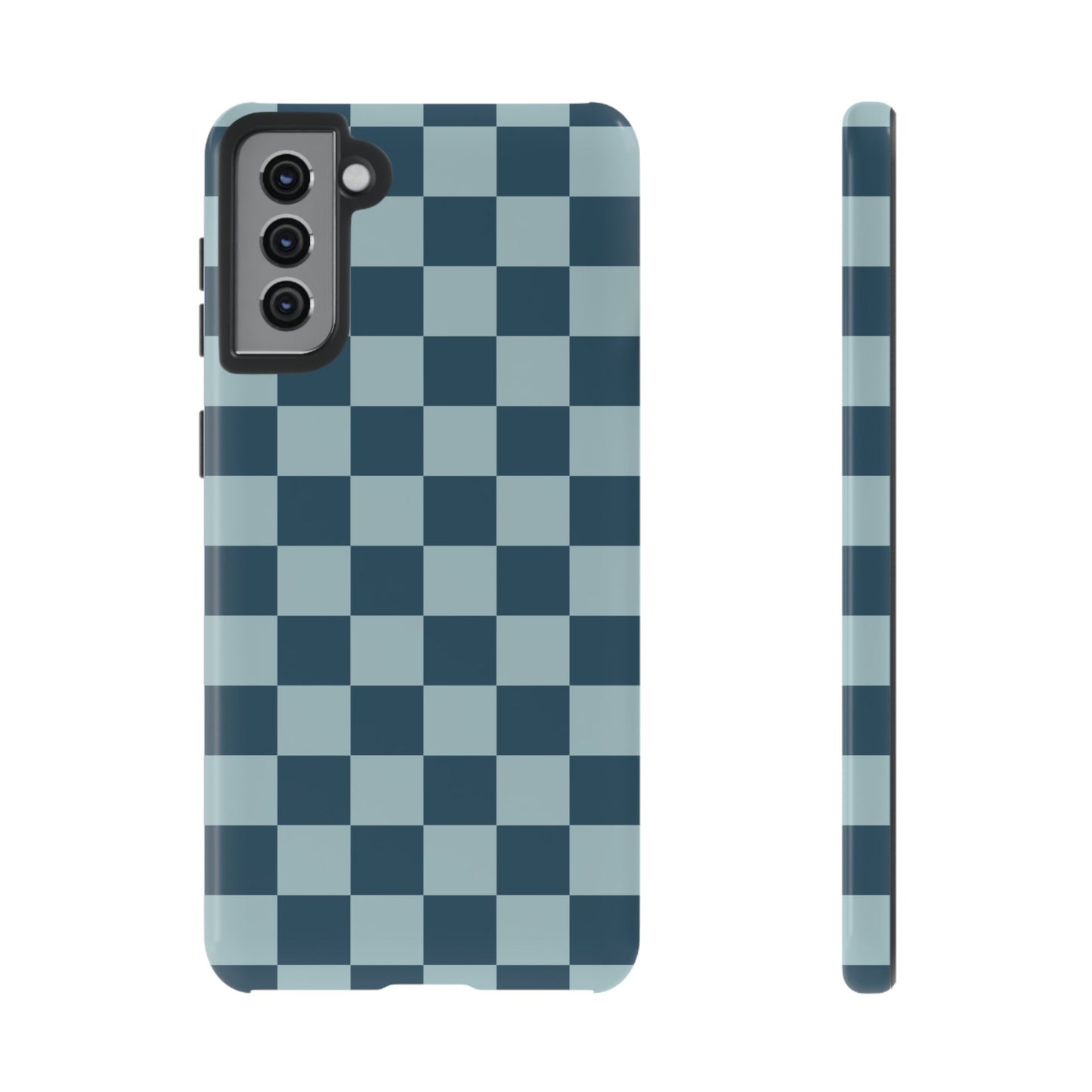 Samsung Galaxy S21 Plus / Glossy Phone Case - ’Blue Checkered Pattern’ Phone Case