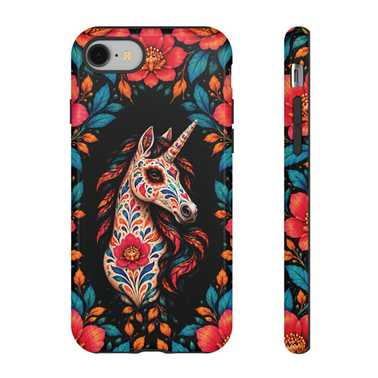 Elegant Pink and Turquoise Calavera Unicorn Phone Case - Phone Case - iPhone 8 / Glossy