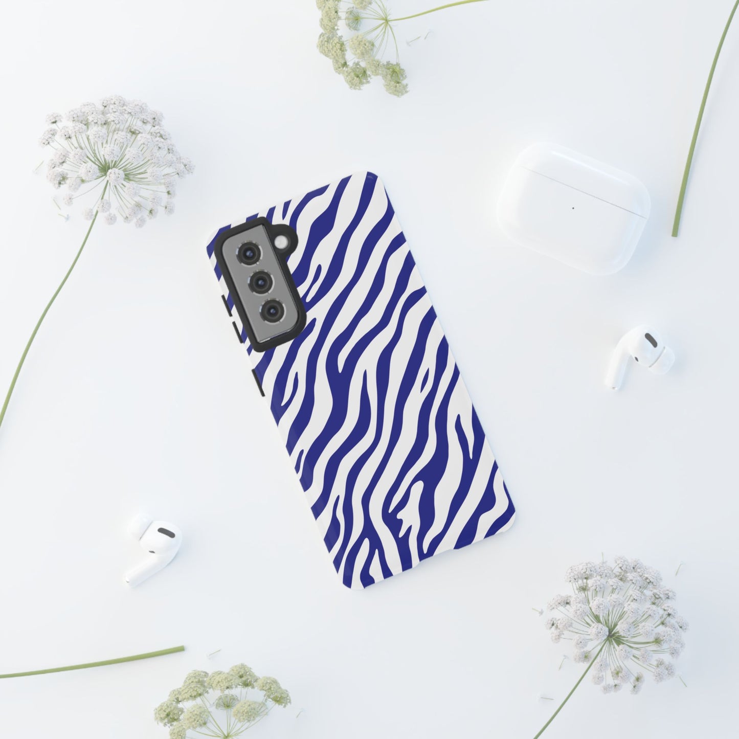 Stylish Electric Blue Zebra Print Phone Case