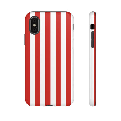 iPhone XS / Glossy Phone Case - Simple Dark Orange & White Stripe Pattern Phone Case