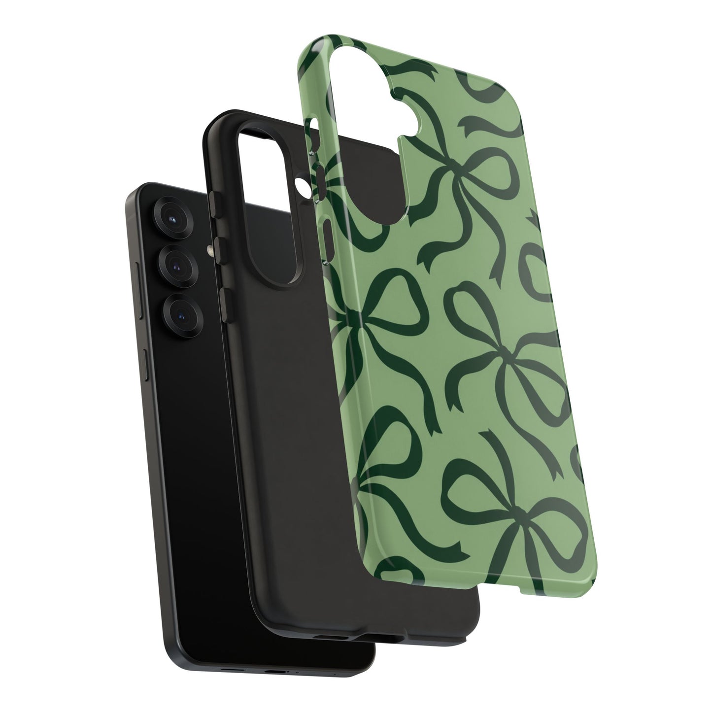 Bold Sage Green and Forest Green Bow Pattern Phone Case