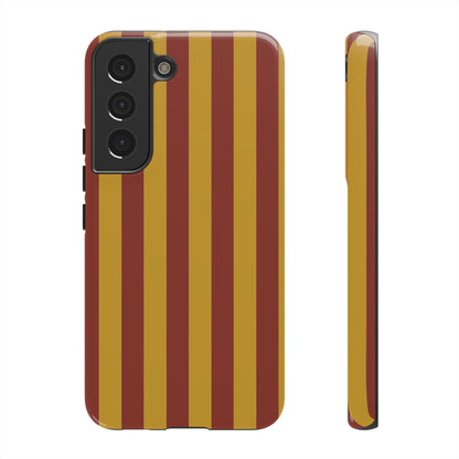 Trendy Mustard & Burgandy Stripe Pattern Phone Case - Brown Phone Case - Samsung Galaxy S22 / Glossy
