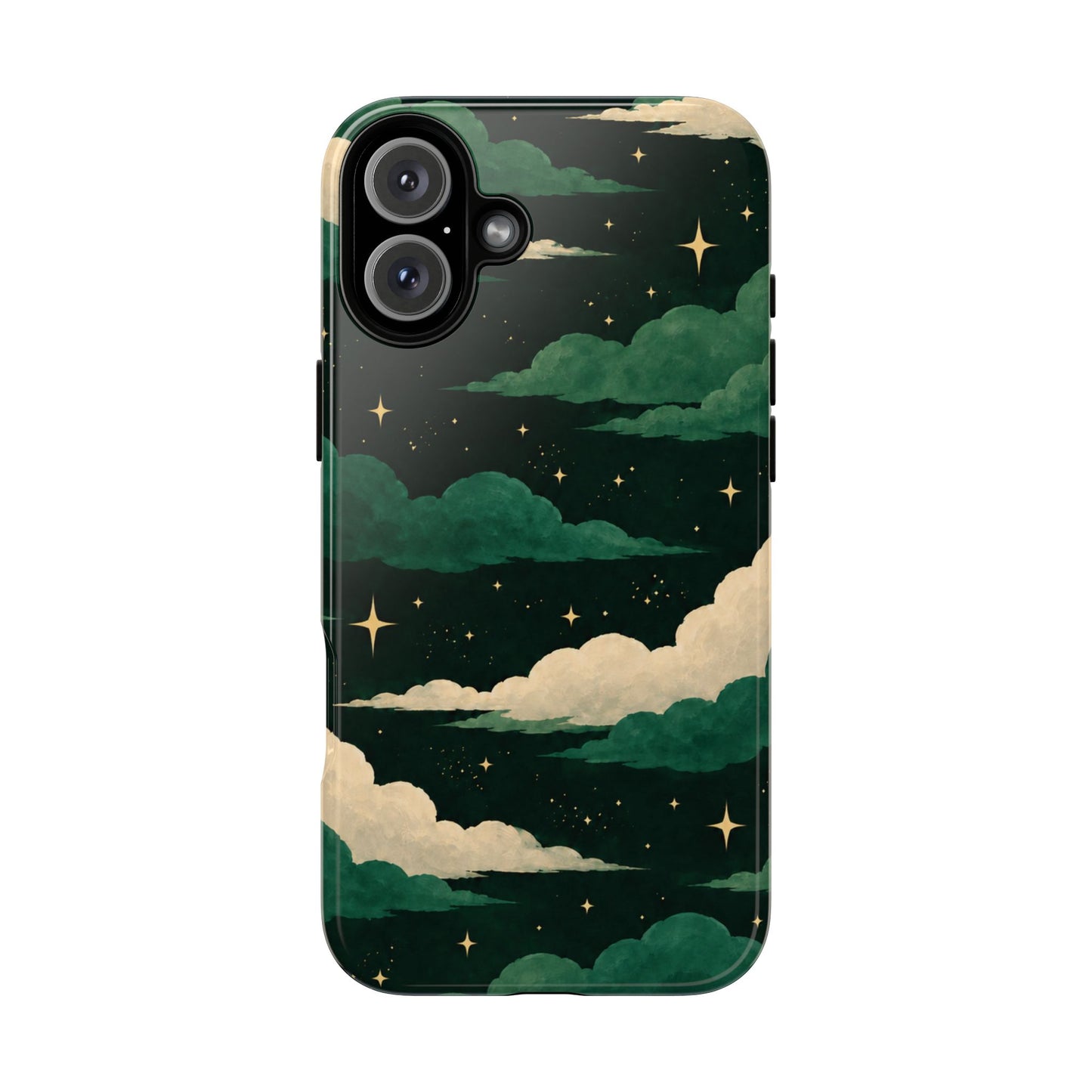 Illustrated Emerald Green Clouds & Stars Phone Case