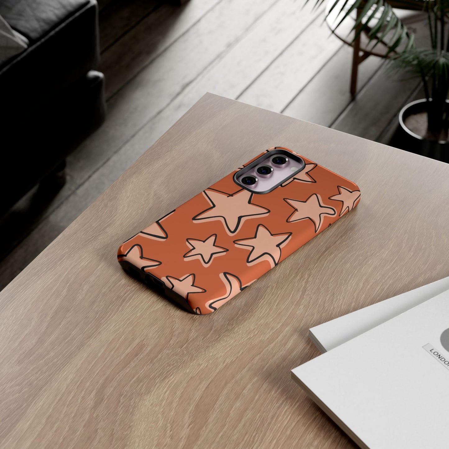 Burnt Orange Doodle Star Phone Case