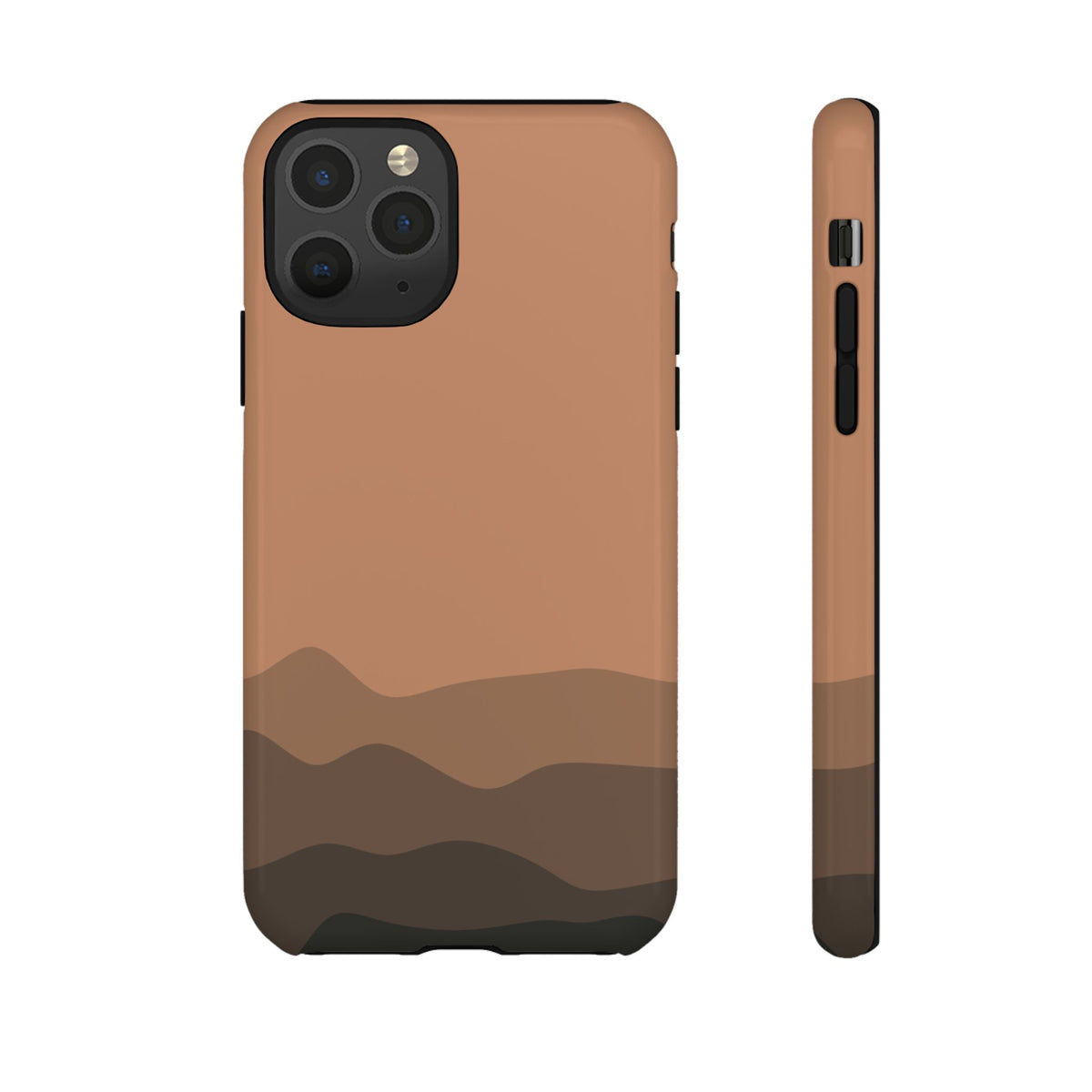 Brown Abstract Waves Protective Phone Case - Brown Phone Case - iPhone 11 Pro / Glossy