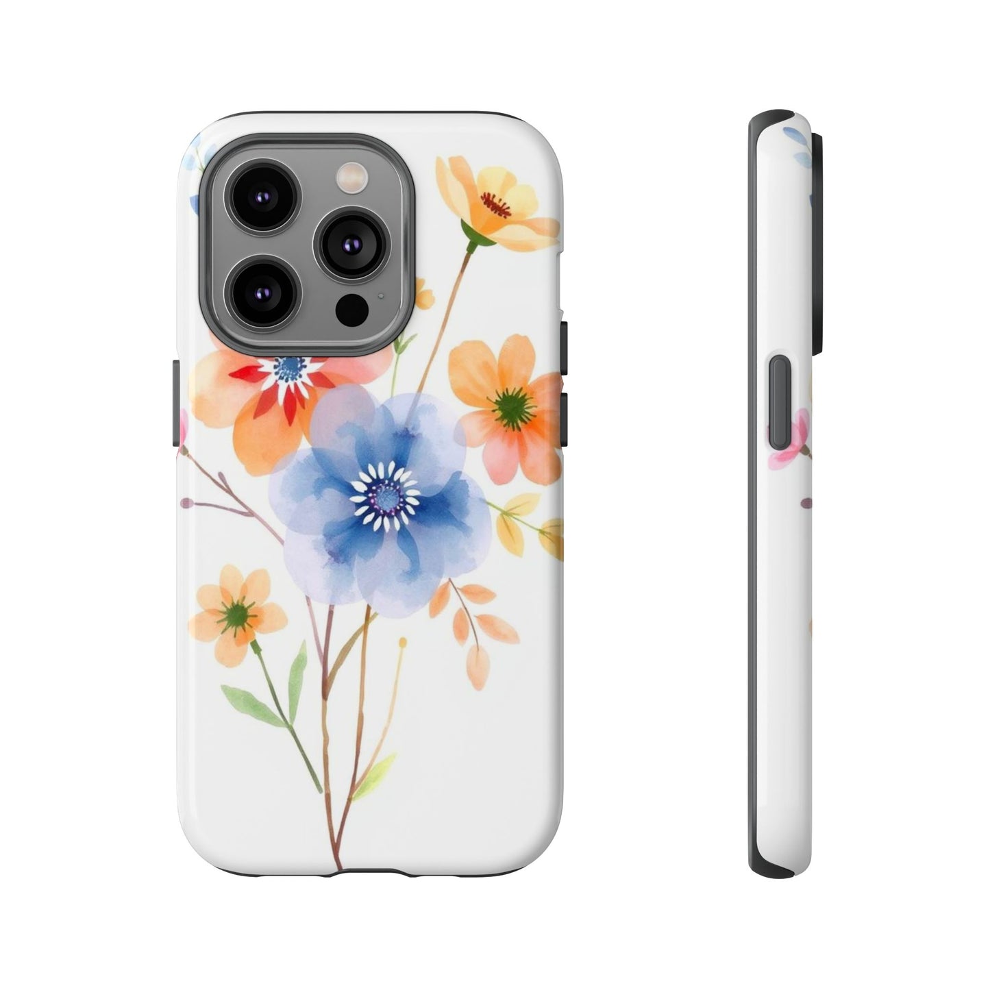 iPhone 14 Pro / Glossy Phone Case - Boho Chic Watercolour Bouquet Pattern Phone Case
