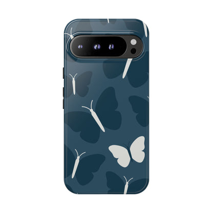 Minimalist Dark Blue Butterfly Pattern Phone Case - Blue Phone Case - Google Pixel 9 Pro XL / Glossy