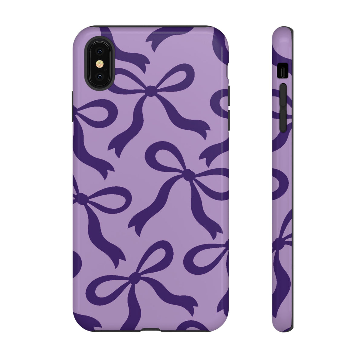 Bold Lilac and Deep Purple Bow Pattern Phone Case - Purple Phone Case - iPhone XS MAX / Glossy