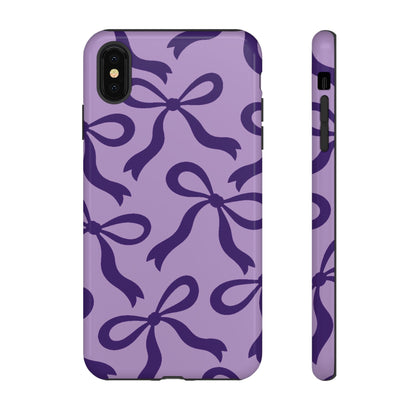 Bold Lilac and Deep Purple Bow Pattern Phone Case - Purple Phone Case - iPhone XS MAX / Glossy