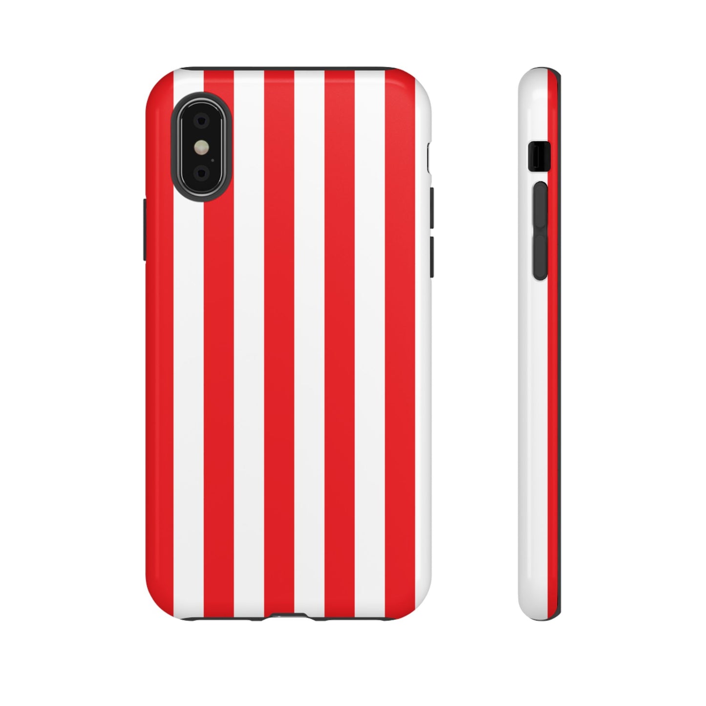 iPhone X / Glossy Phone Case - Simple Red & White Stripe Pattern Phone Case