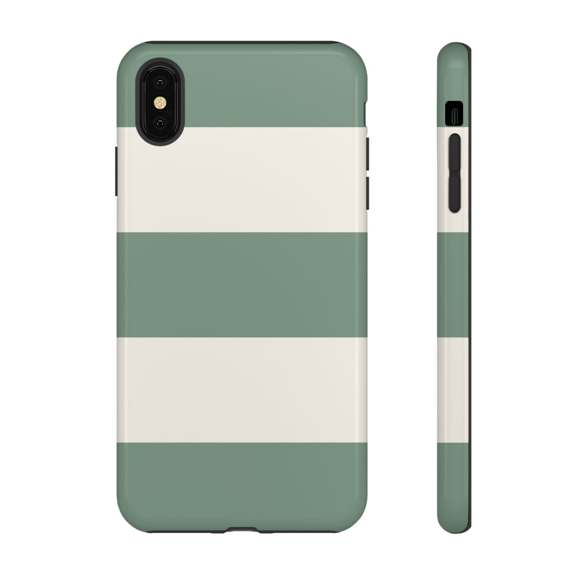 Green & White Horizontal Stripe Pattern Phone Case - Green Phone Case - iPhone XS MAX / Glossy
