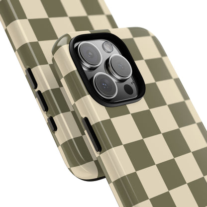 Green Checked Pattern Phone Case - Green Phone Case