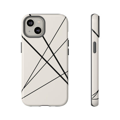 Abstract White with Black Lines Phone Case - White Phone Case - iPhone 14 / Glossy