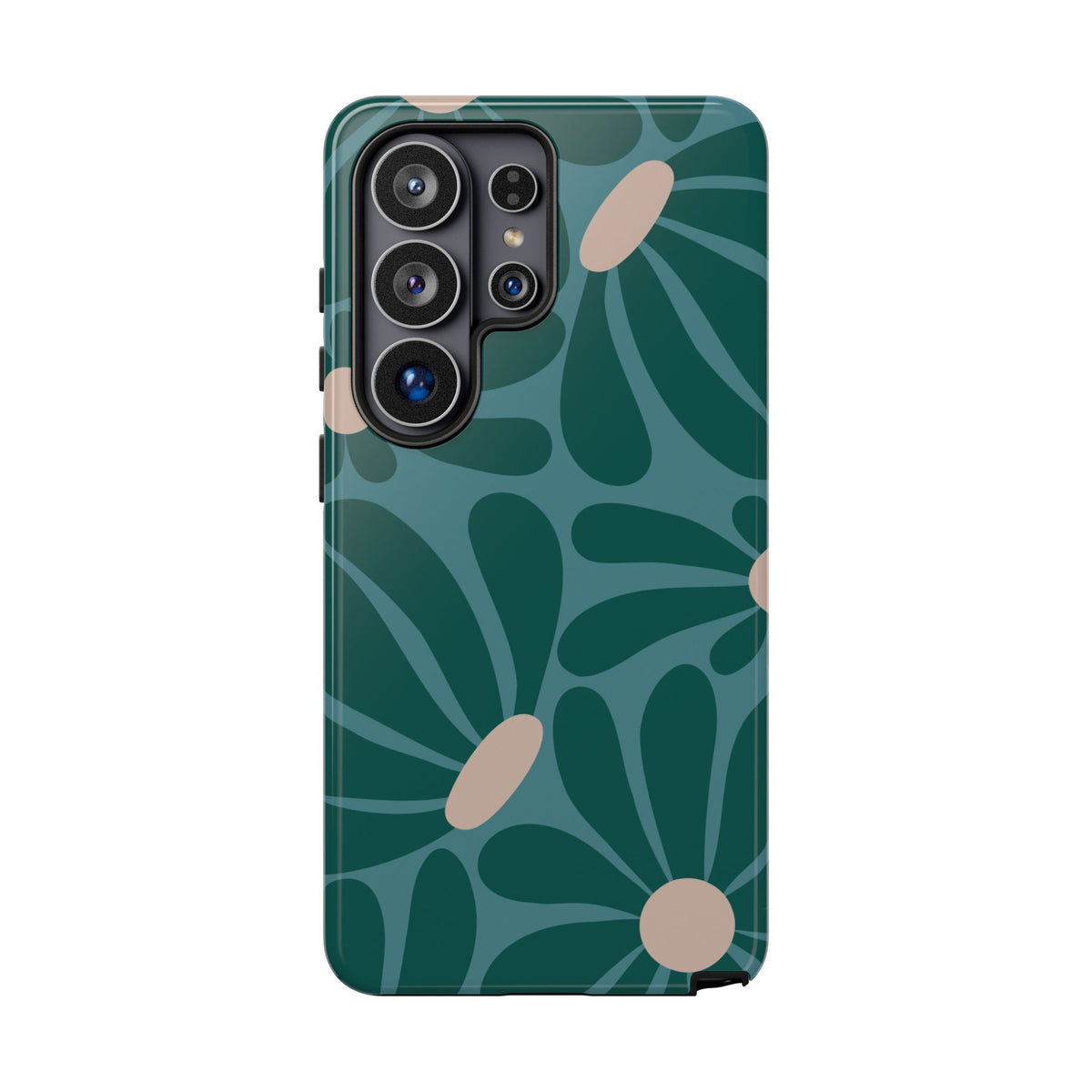 Retro Turquoise Daisy Pattern Phone Case - Green Phone Case - Samsung Galaxy S26 Ultra / Glossy