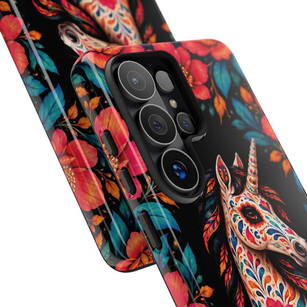 Elegant Pink and Turquoise Calavera Unicorn Phone Case - Phone Case