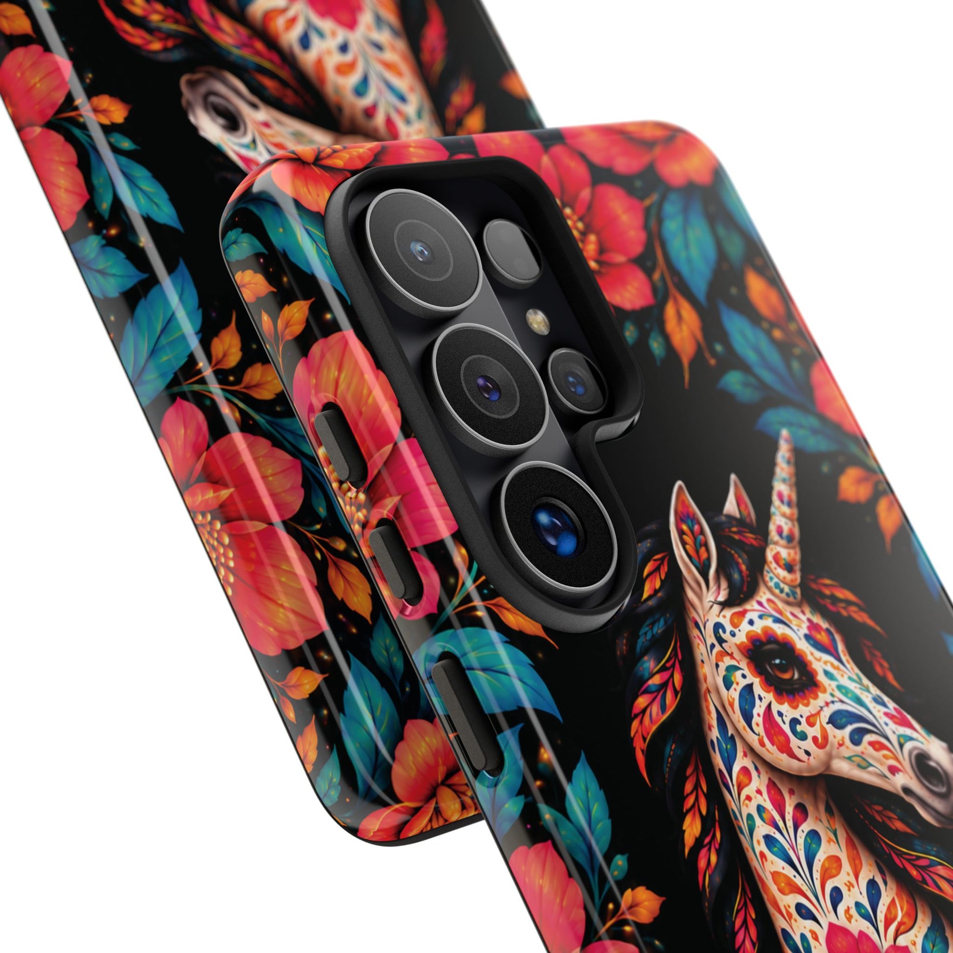 Elegant Pink and Turquoise Calavera Unicorn Phone Case - Phone Case
