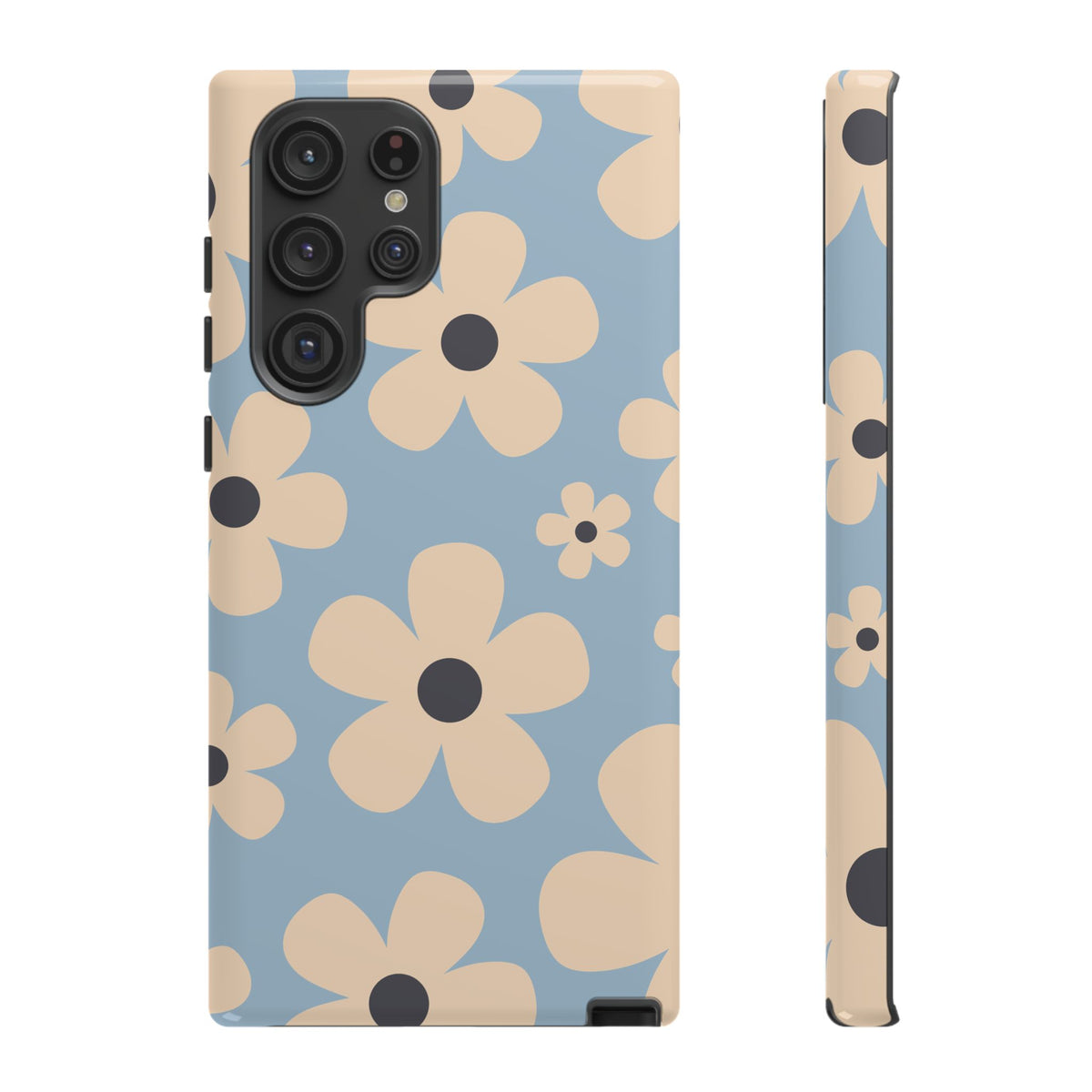 Cute Light Blue & Cream Daisy Pattern Phone Case - Blue Phone Case - Samsung Galaxy S22 Ultra / Glossy