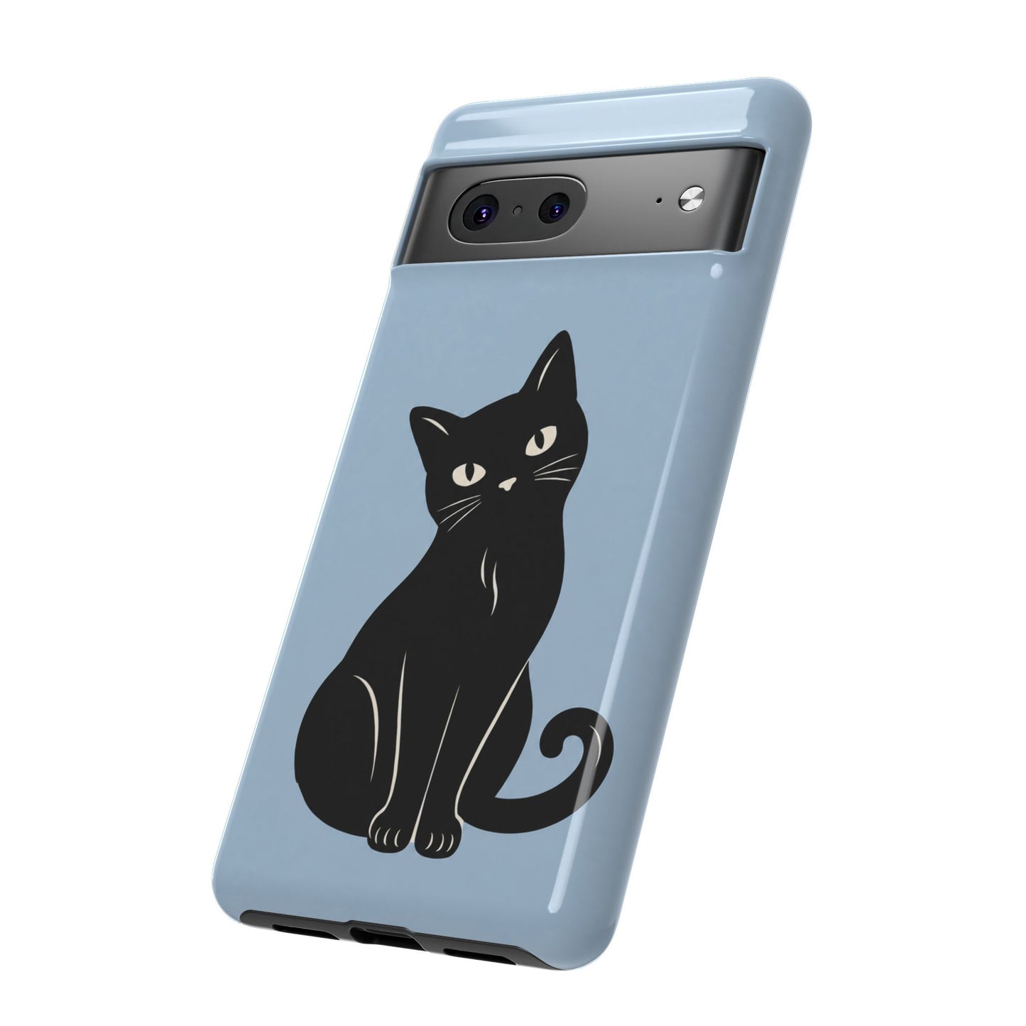 Minimalist Powder Blue & Black Cat Phone Case