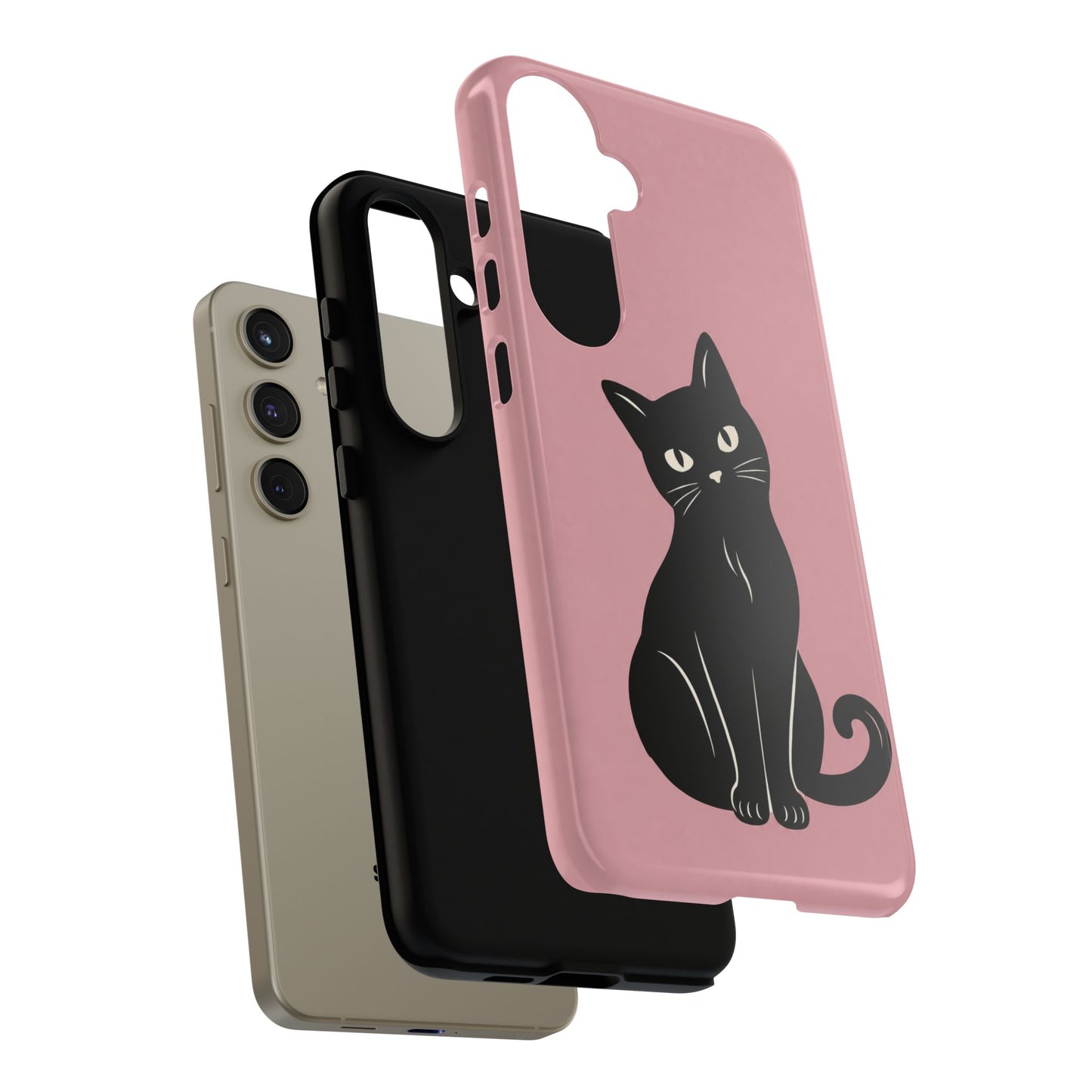 Minimalist Blush Pink & Black Cat Phone Case