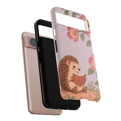 Whimsical Lilac Hedgehog and Wild Rose Phone Case - Purple Phone Case