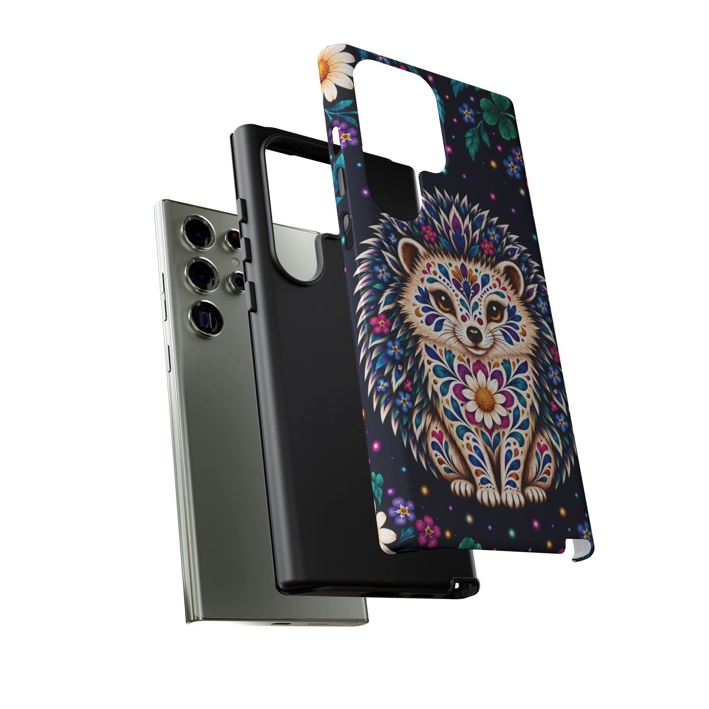Vibrant Purple and Teal Calavera Hedgehog Phone Case - Multicolor Phone Case