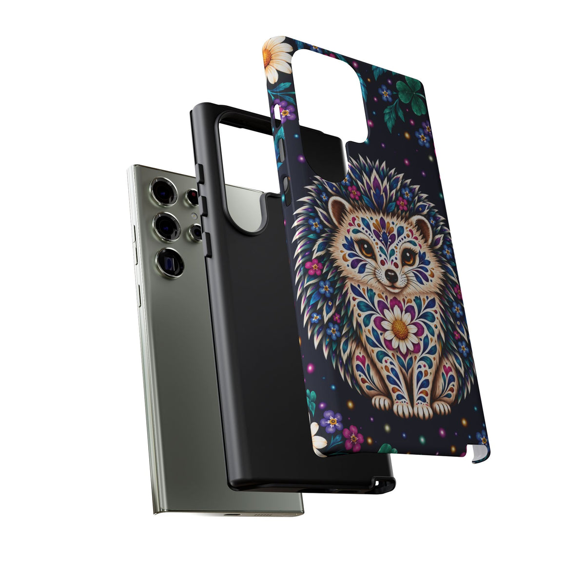 Vibrant Purple and Teal Calavera Hedgehog Phone Case - Multicolor Phone Case