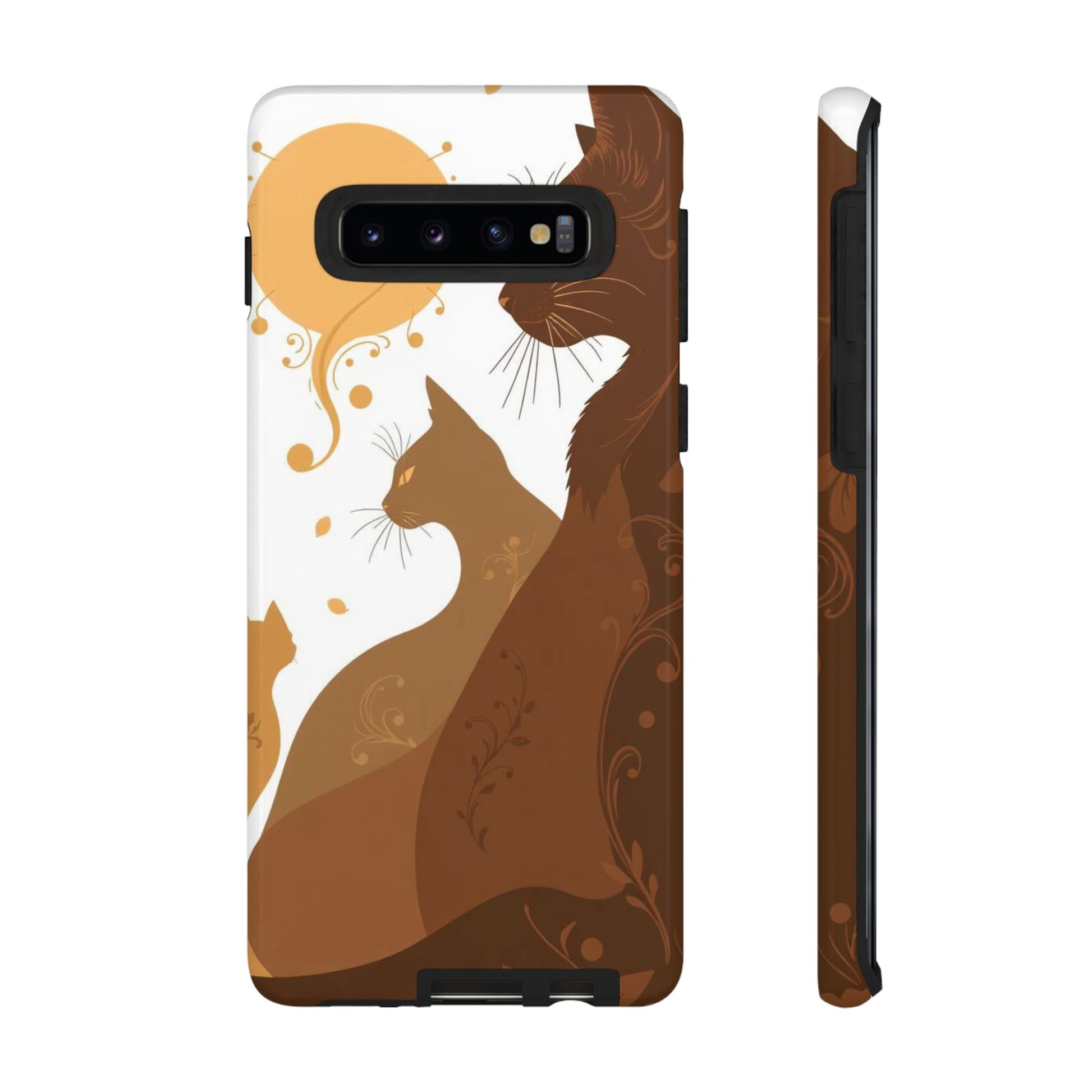 Abstract Cat Pattern Design Phone Case - White Phone Case - Samsung Galaxy S10 / Glossy