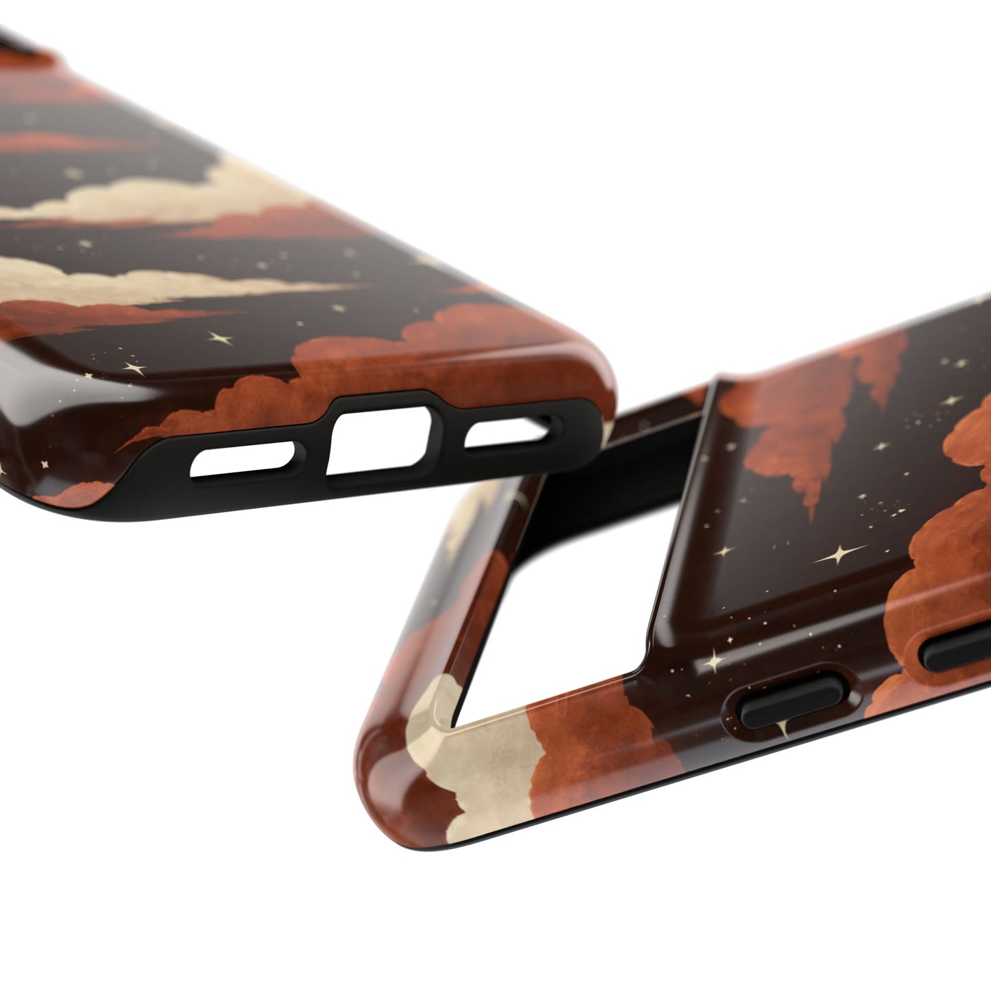 Illustrated Burnt Orange Clouds & Stars Phone Case