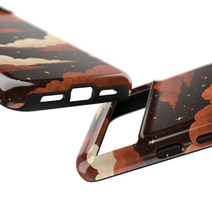 Illustrated Burnt Orange Clouds & Stars Phone Case