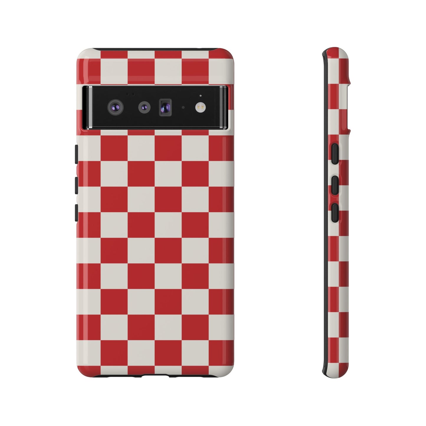 Google Pixel 6 Pro / Glossy Phone Case - ’Red Checkered Pattern’ Phone Case