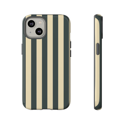 Green & Beige Stripe Pattern Phone Case - Green Phone Case - iPhone 14 / Glossy