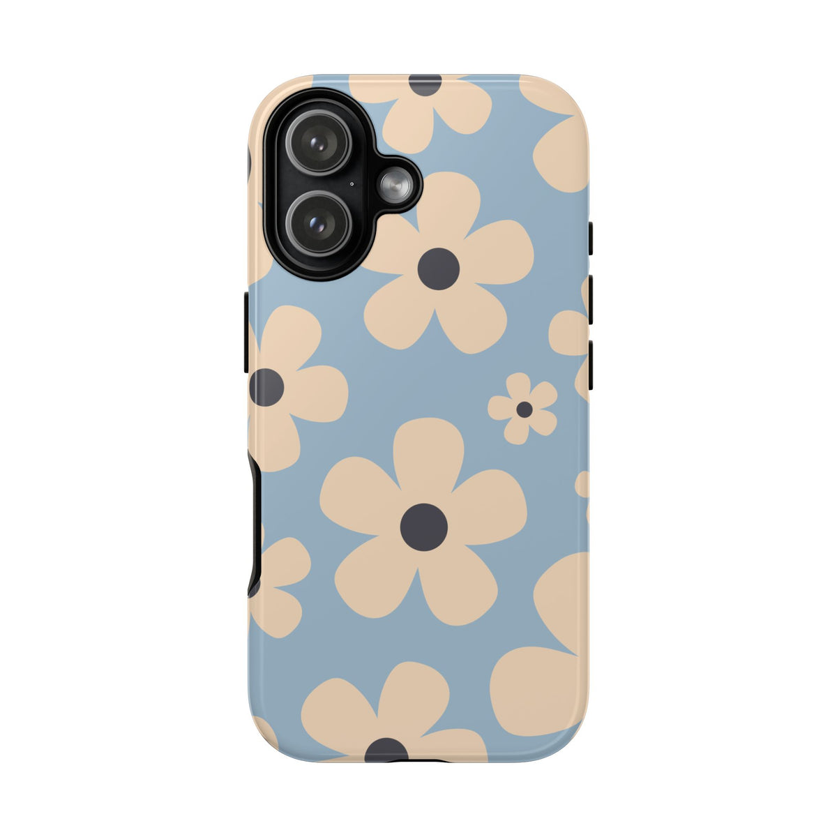 Cute Light Blue & Cream Daisy Pattern Phone Case - Blue Phone Case - iPhone 17 / Glossy