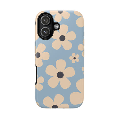 Cute Light Blue & Cream Daisy Pattern Phone Case - Blue Phone Case - iPhone 17 / Glossy