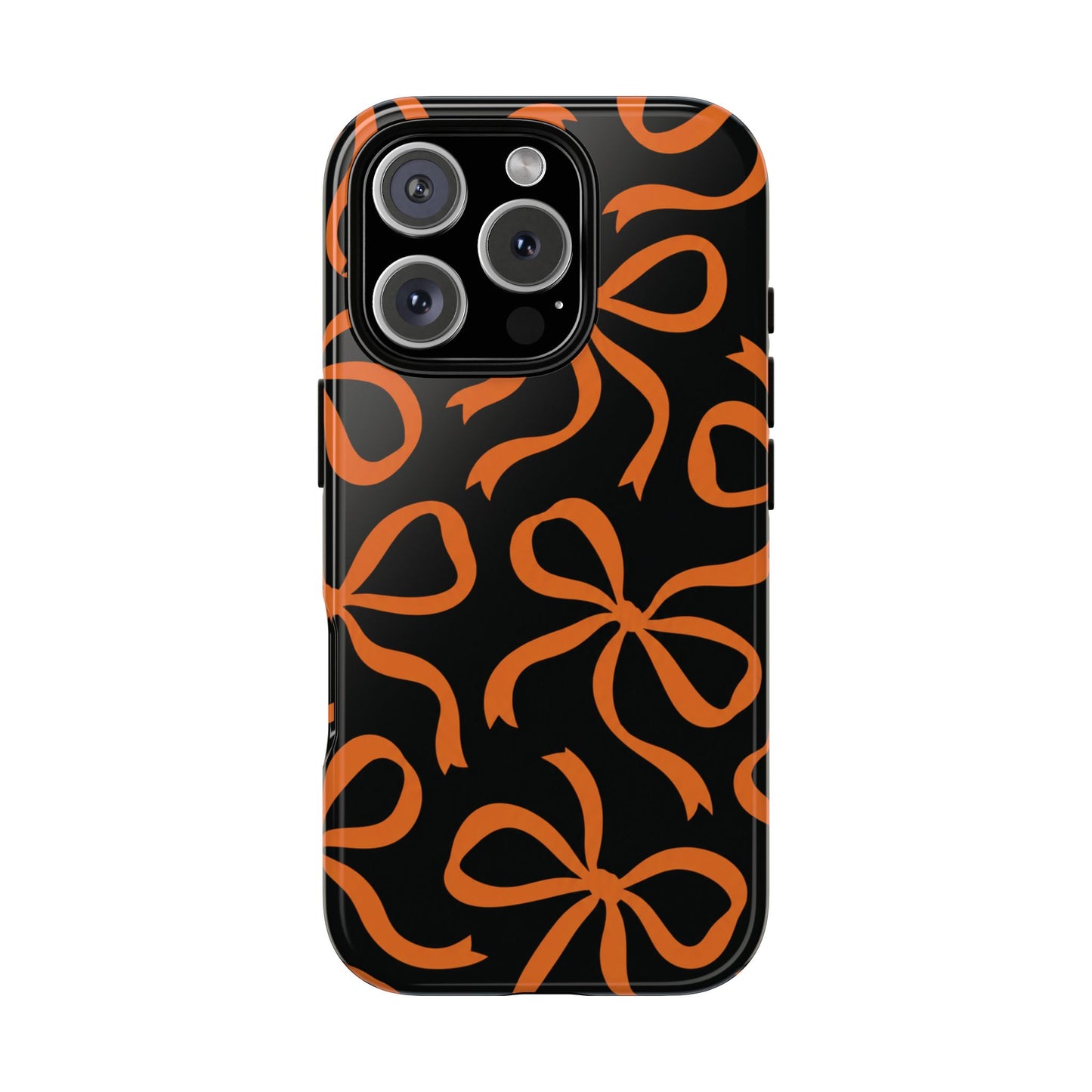 Bold Black and Burnt Orange Bow Pattern Phone Case